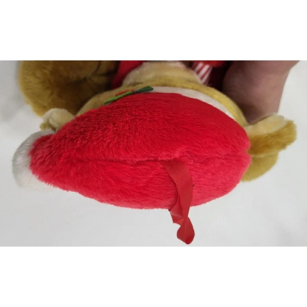Vintage Santa's Best Christmas Stocking  Brown Teddy Bear with Candy Cane Plush